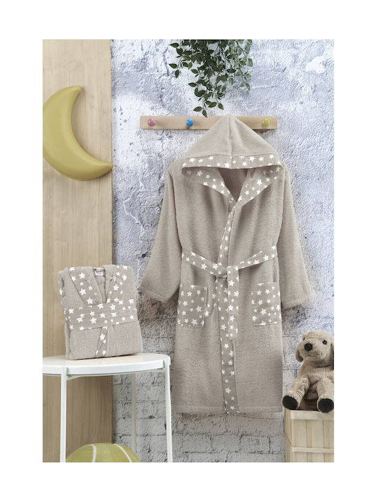 SteweHome Kinderbademantel Beige mit Kapuze