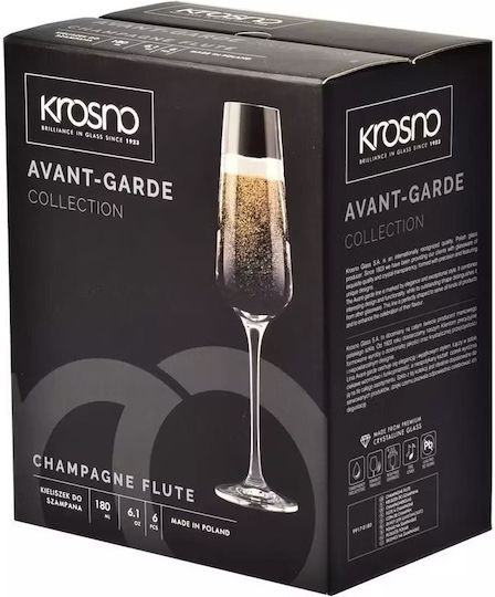 Krosno Set Brillen Champagner Kelch Kristall 180ml 6 Stück