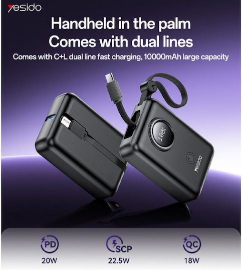 Yesido YP64 Power Bank 10000mAh 22.5W Schwarz