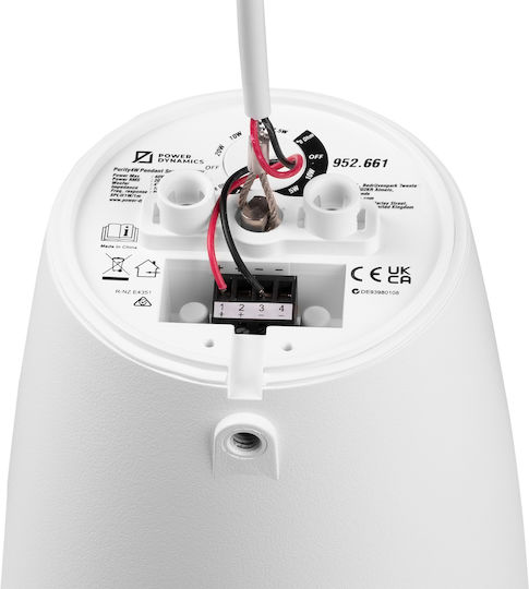 Power Dynamics Passive Hanging Pendant Speaker (Piece) White