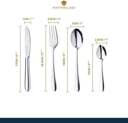 Kitchen Craft Set de Tacâmuri Inoxidabile Argintii 4 Bucăți
