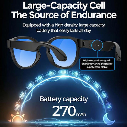Smart Glasses Aimb-s1 Support Camera 2mp Video Recording 1080p Audio Recording Translation Artificial Intelligence White