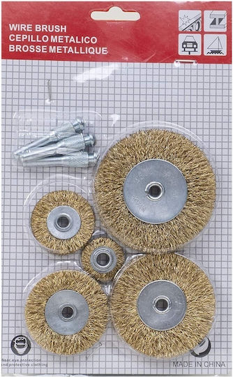 Set 5 Disc-shaped Wire Brushes Drill Various Diameters 4500 Rpm