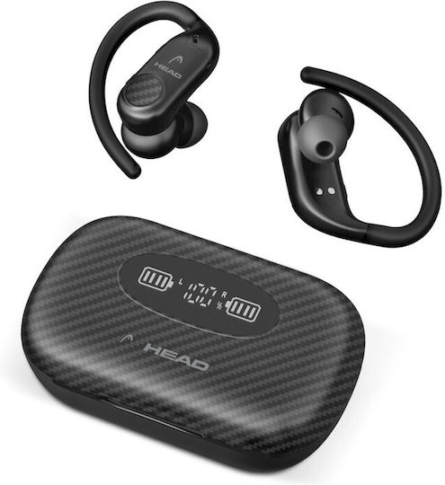 Head Flex Hooks In-ear Bluetooth Handsfree Earphones with Sweat Resistance and Charging Case Black