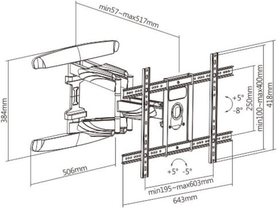 Elegant Wall Mount Tv Stand Rotating 37" 70"