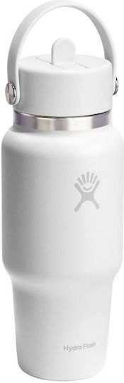 Hydro Flask Flask Μπουκάλι Θερμός Ανοξείδωτο 710ml White με Καλαμάκι