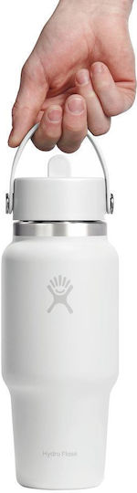 Hydro Flask Flask Μπουκάλι Θερμός Ανοξείδωτο 710ml White με Καλαμάκι