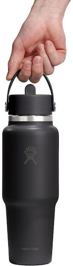 Hydro Flask Flask Μπουκάλι Θερμός Ανοξείδωτο 946ml Black με Καλαμάκι