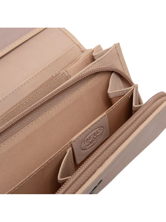 Large Leather Women's Wallet Beige