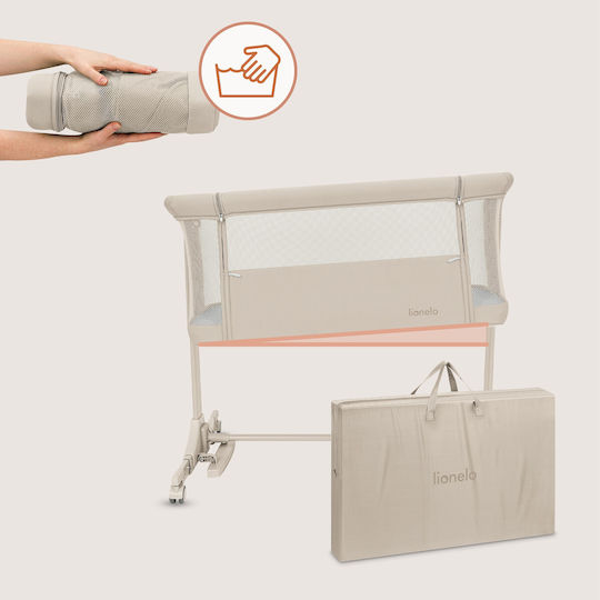 Lionelo Cradle with Mattress Side Opening and Wheels Beige