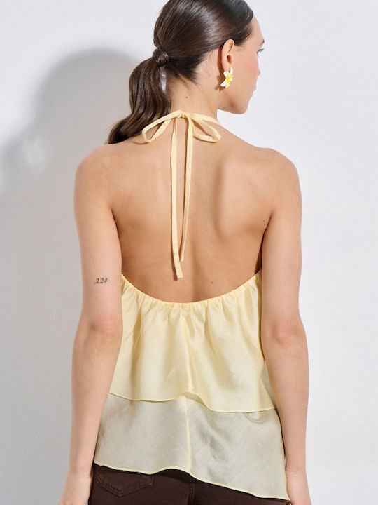 Women's Sleeveless Crop Top Yellow