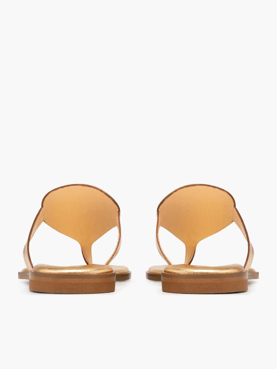 Leather Women's Flat Sandals Gold