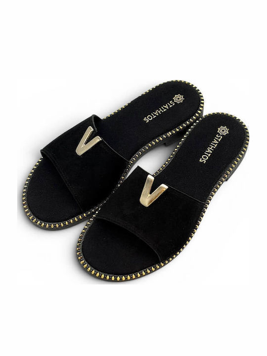 Damen Flache Sandalen Schwarz