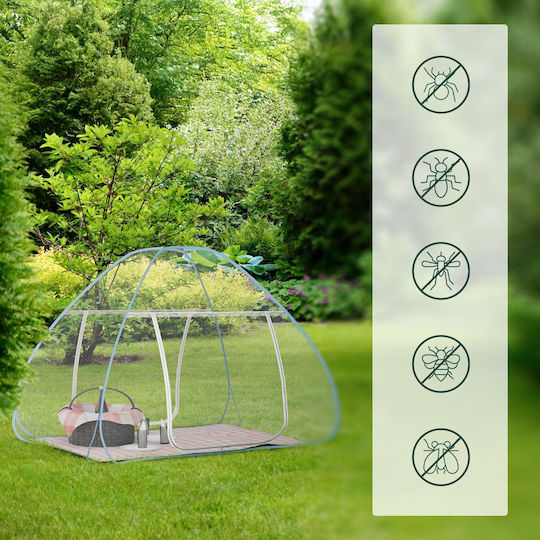 Relaxdays Pop Up Mosquito Net Tent White Turquoise 150x200x150 Cm