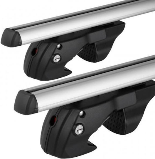 Menabo Aluminum Roof Bars Sherman Silver 120 Cm Silver Color Hyundai Trajet 1999>2008 Raised Rails Parallel Bars Empty 2 Pieces 9590/mb Mp.9590/mb-124