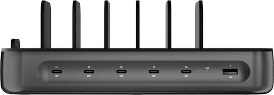 4Smarts Charging Station with USB-A Port and 5 USB-C Ports 100W in Black Colour 541805