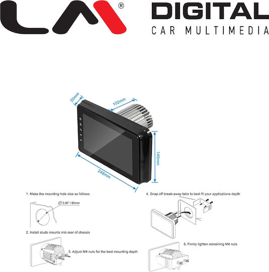 LM Digital Boat Sound System with Bluetooth USB GPS Black