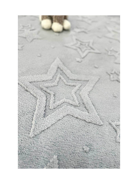 SteweHome Kids Rug Stars Cotton Gray 80x300cm Thickness 60mm