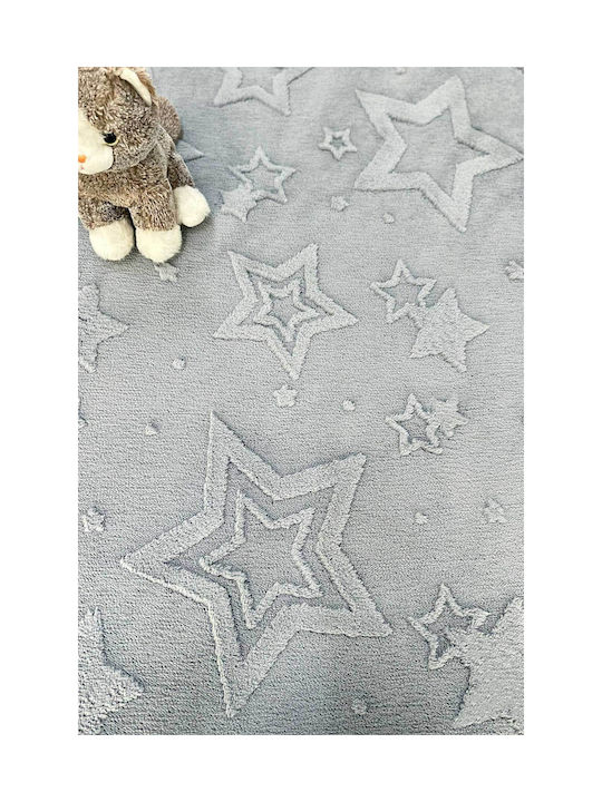 SteweHome Kids Rug Stars Cotton Gray 120x250cm Thickness 60mm