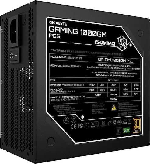 Gigabyte 1000GM PG5 1000W Black Power Supply Full Modular 80 Plus Gold