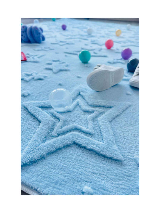 SteweHome Kids Rug Stars Cotton Blue 160x200cm Thickness 60mm
