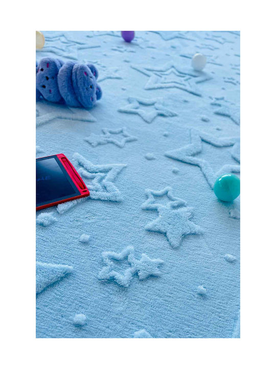 SteweHome Kids Rug Stars Cotton Blue 100x200cm Thickness 60mm