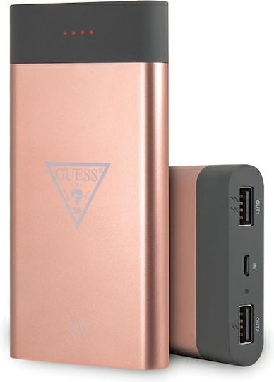 Guess Wireless Charging PowerBank 8000mAh mit 2 USB-A Anschlüssen Rose Gold