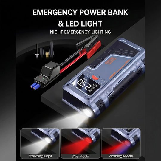 T700 Portable Car & Motorcycle Battery Starter 6000A with Power Bank Pump Flashlight 12V