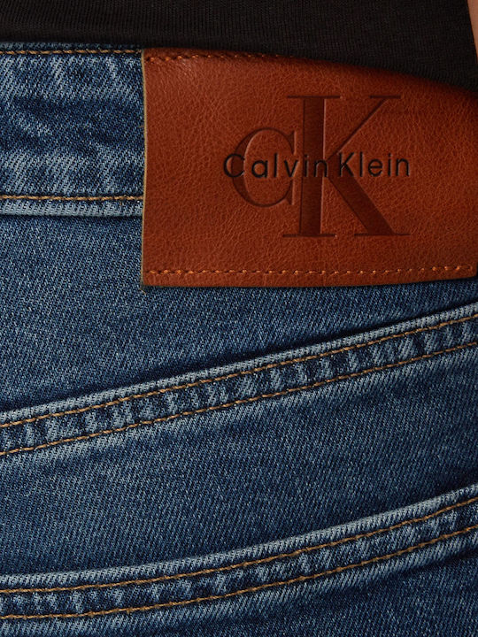 Ανδρικό Παντελόνι Τζιν Ελαστικό με Slim Straight Εφαρμογή Μπλε