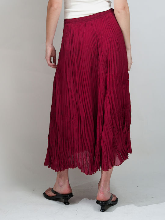 High Waist Cloche Skirt Dark Red