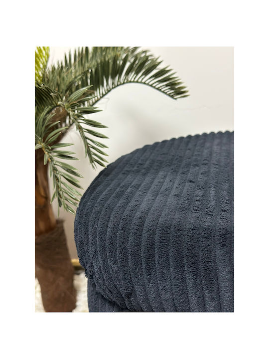Living Room Stool With Storage Space Upholstered In Black Velvet