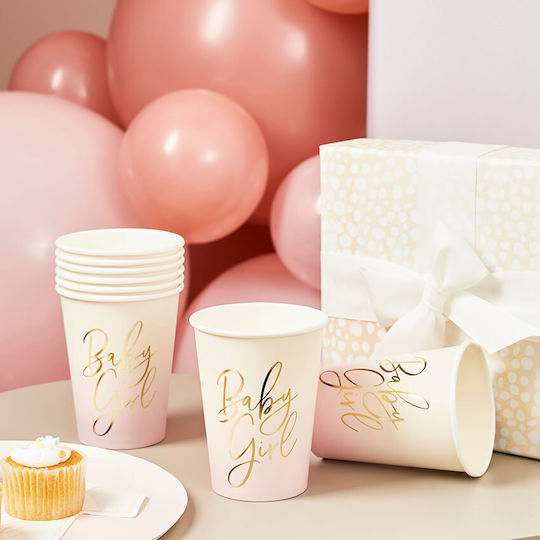 Pink Ombre Paper Glasses Baby Girl 8 Pieces