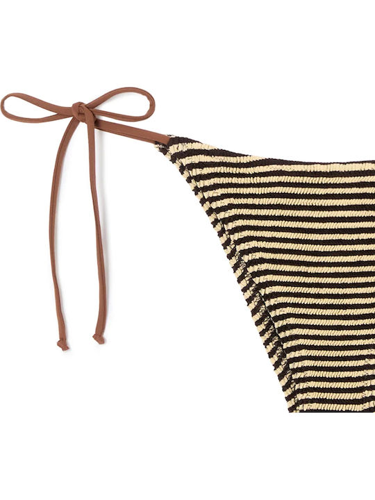 Marielle Crinkle Bikini Slip with Laces Brown-Beige