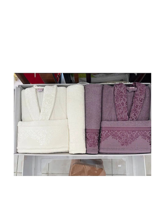 SteweHome SteweHome Bademantel mit Halsband Beige Cremesatz Handtücher SteweHome SteweHome Bademantel mit Halsband Beige Cremesatz Handtücher
