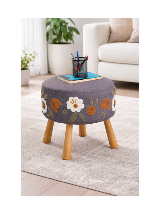 Living Room Fabric Upholstered Brown Stool 40x60x60cm
