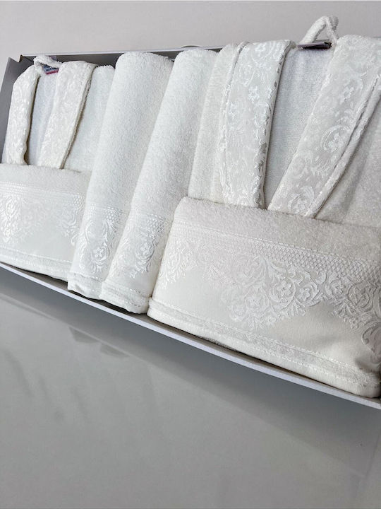 SteweHome SteweHome Bademantel Mit Halsband Jacquard Satz Handtücher SteweHome SteweHome Bademantel Mit Halsband Jacquard Satz Handtücher