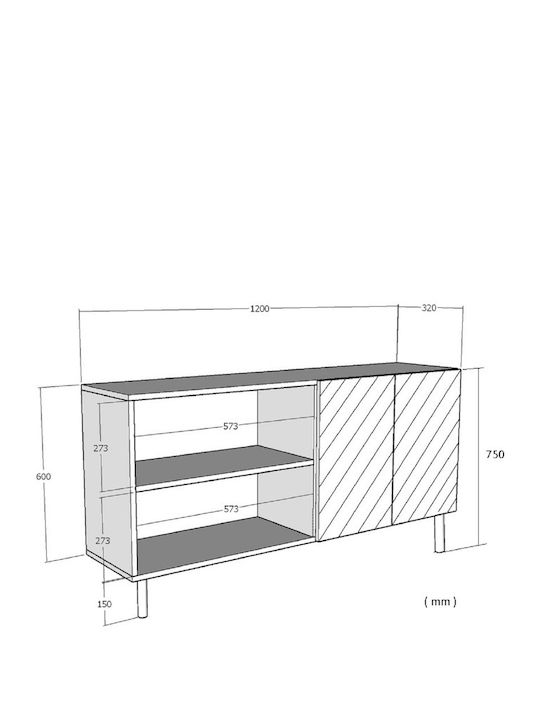 White TV Stand L120xD32xH75cm