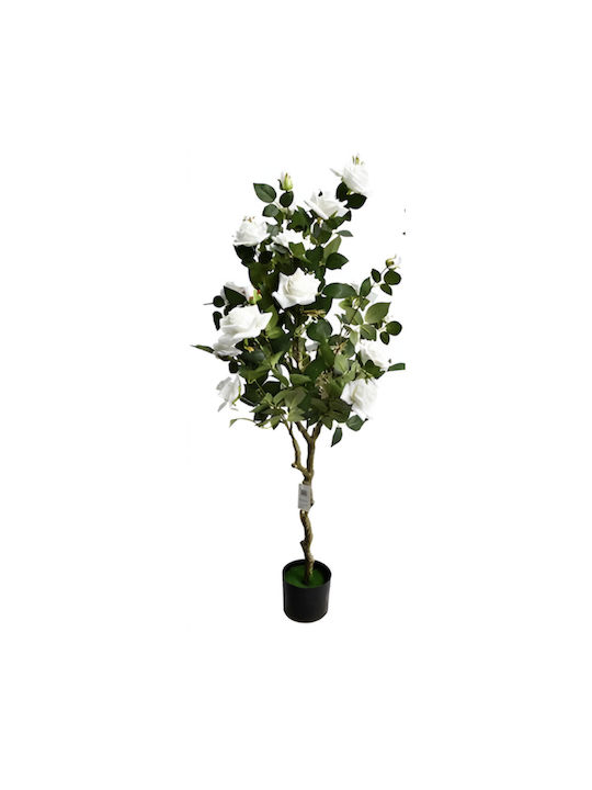 Decorative Artificial Rose Tree White Flowers Pot 135cm