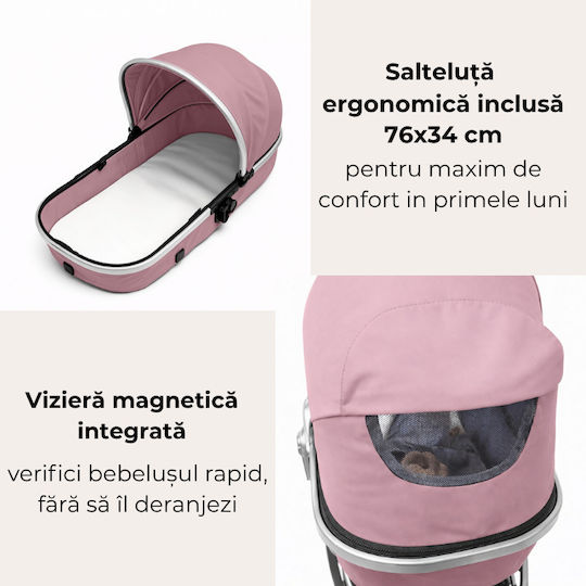 Kidizi Cărucior 2 în 1 Potrivit pentru Nou-Născut Roz