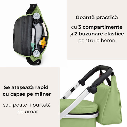 Kidizi Cărucior 2 în 1 Potrivit pentru Nou-Născut Verde