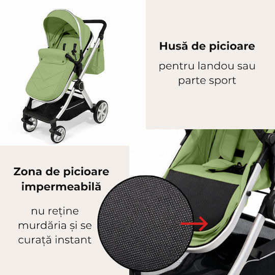 Kidizi Cărucior 2 în 1 Potrivit pentru Nou-Născut Verde