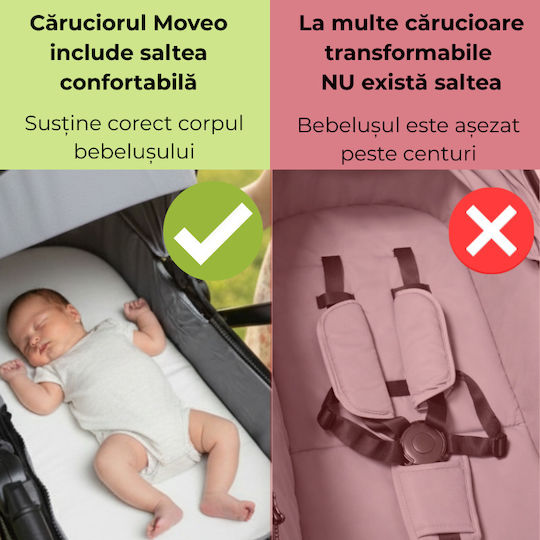 Kidizi Cărucior 2 în 1 Potrivit pentru Nou-Născut Roz