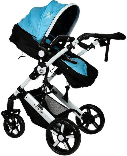 Buf Boof Cărucior 2 în 1 Reglabil Potrivit pentru Nou-Născut Albastru