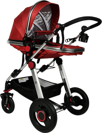 Buf Boof Reversible 2 in 1 Baby Stroller Suitable for Newborn Red