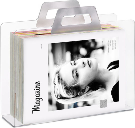 Relaxdays Document Holder 2 Handles Transparent Acrylic 29x33x10 Cm Silver