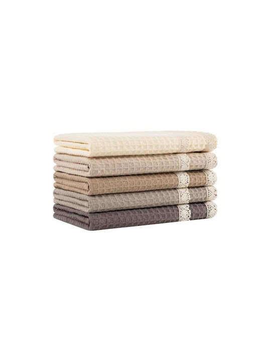 SteweHome Kitchen Towel Made of 100% Cotton in Brown Colour 40x60cm 5 Pieces