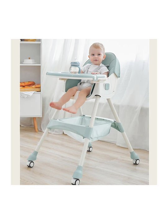 Little Mom Scaun De Masă Pliabil 3 În 1 Cu Înălțime Reglabilă Verde
