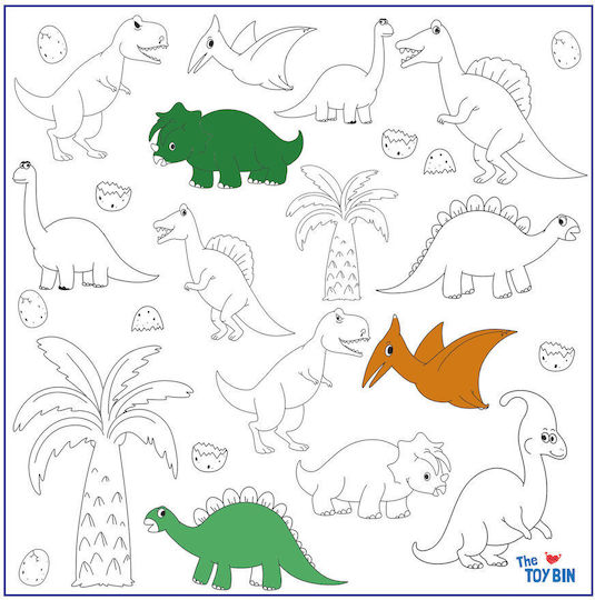 Großer Malerei-Teppich Dinosaurier 145x145 Aus – Spielzeug für den Boden Kreativ & Messy Play Spielzeugkiste