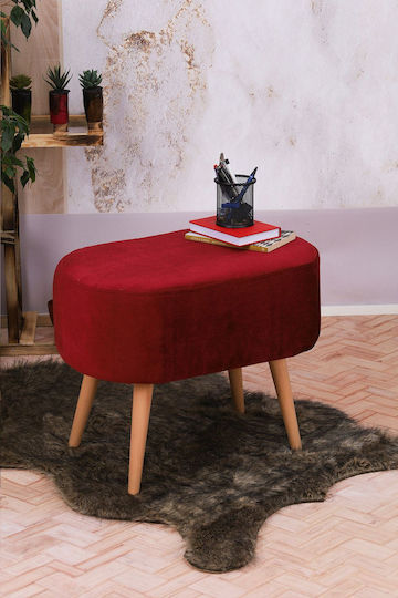 Taburet de Living Tapițat cu Material Textil Vișiniu