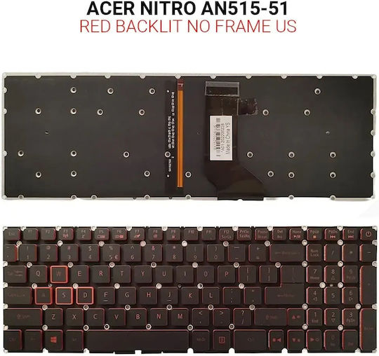 Acer Laptop Keyboard for Nitro AN515-51 with Backlit and English (US) Layout in Black Color AN515-51